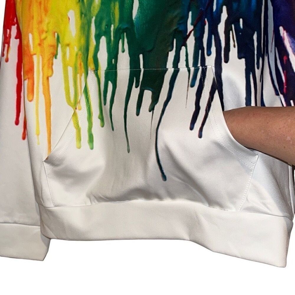 Multicolor Rainbow Paint Drip Hoodie By Newcosplay Girl's Size XL - Picture 6 of 12